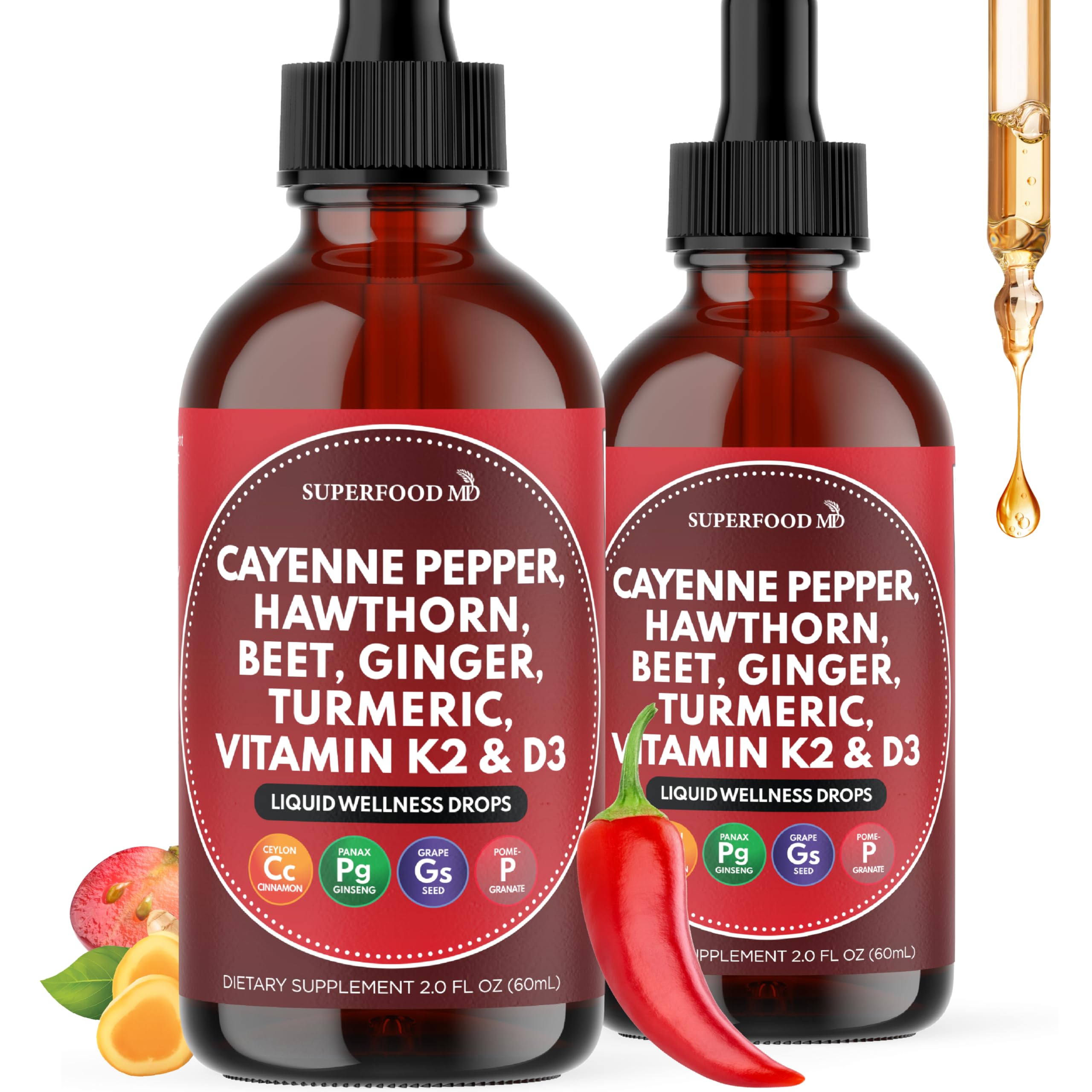 Amazon.com: Cayenne Pepper Supplement Liquid Drops + Hawthorn